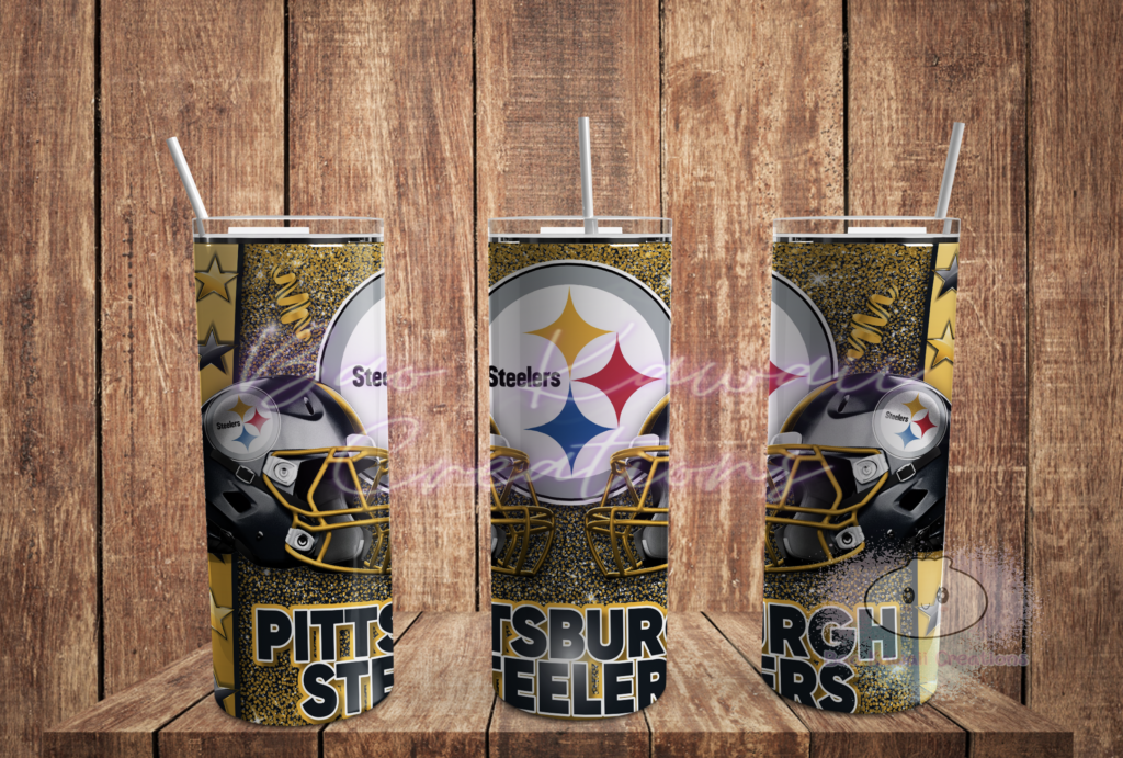 Pittsburgh Steelers Vintage Straight Skinny Glitter Tumbler